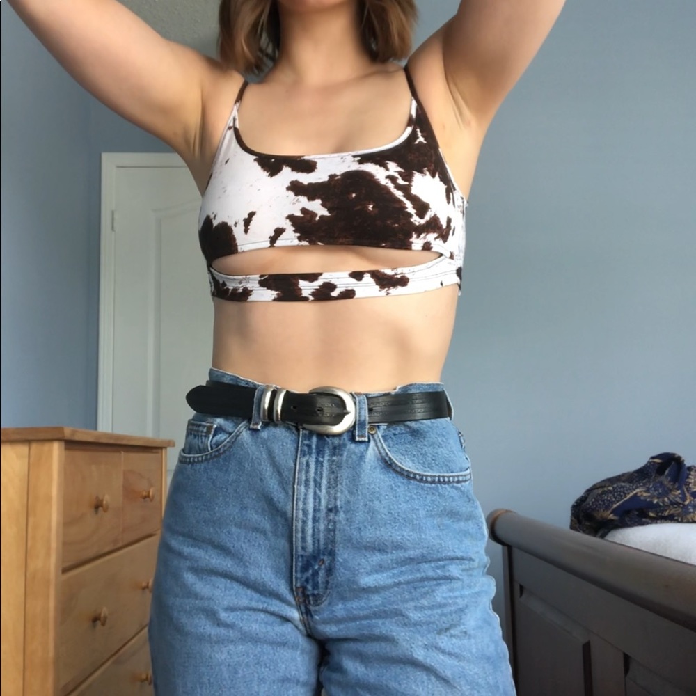 Motel Rocks Misda Crop Top in Cow Hyde Print